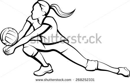450x289 Female Volleyball Player Returning A Ball With A Dig Dibujo - Volleyball Player Drawing