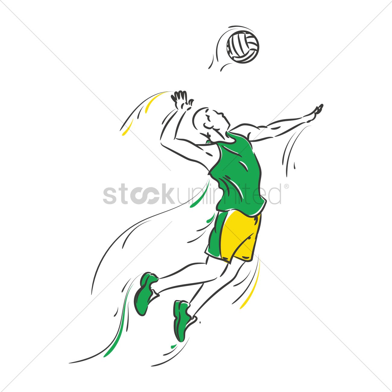 1300x1300 Volleyball Player Hitting A Ball Vector Image - Volleyball Player Drawing