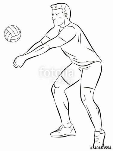 375x500 Illustration Of A Volleyball Player Vector Draw Stock Image - Volleyball Player Drawing