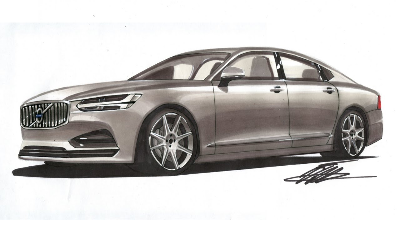 1280x720 Realistic Car Drawing - Volvo Drawing