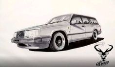 236x138 B Classic Car Drawing Volvo Sport Art Print Wall Decor - Volvo Drawing