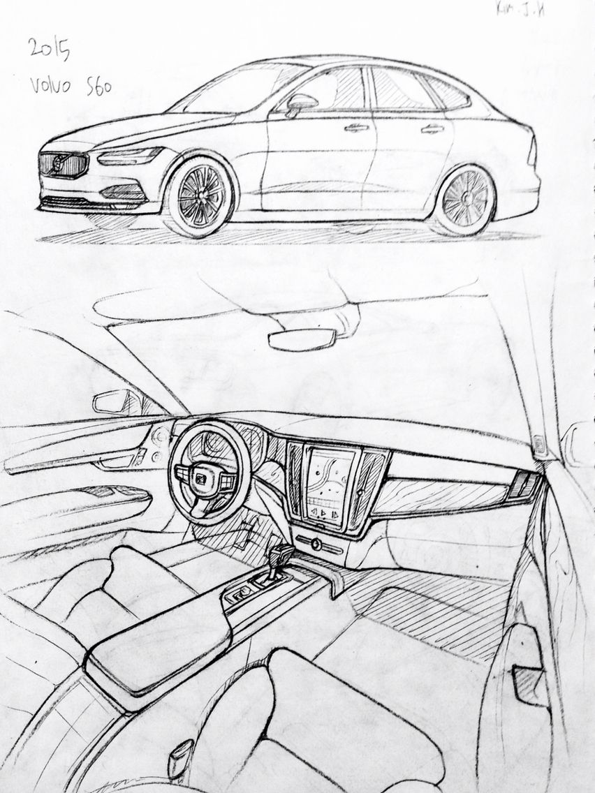 852x1136 car drawing volvo prisma on paper kim j h cars - Volvo Drawing