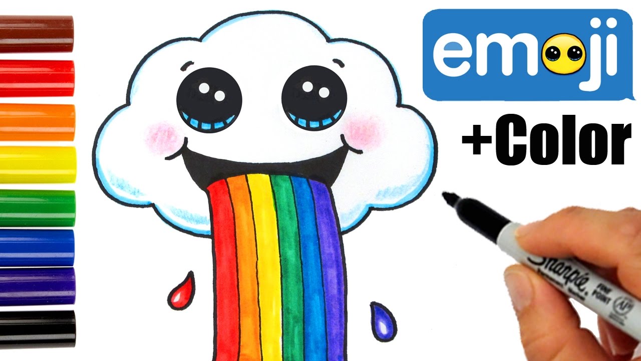 1280x720 How To Draw A Cloud Puking Rainbow Cute And Easy - Vomit Drawing