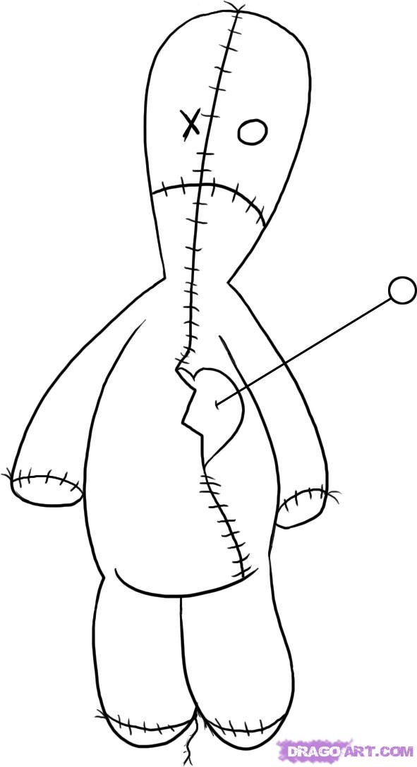 591x1088 how to draw a voodoo doll, step - Voodoo Doll Drawing
