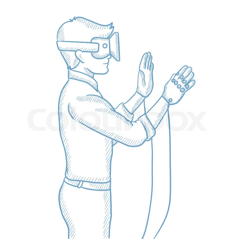 800x800 man wearing a virtual reality headset stock vector colourbox - Vr Headset Drawing
