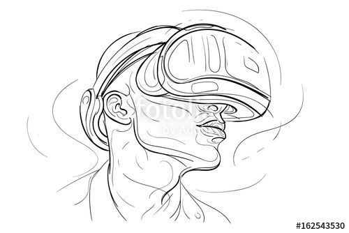 500x334 virtual reality headset one line hand drawn illustration vector - Vr Headset Drawing