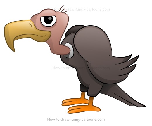 520x433 how to draw a cartoon vulture - Vulture Drawing
