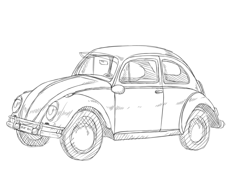 900x675 Volkswagen Drawing Sketch Transparent Png Clipart Free Download - Vw Bug Drawing