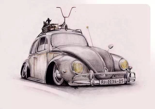 640x453 Drawing Vw Beetles, Vw Tattoo - Vw Bug Drawing