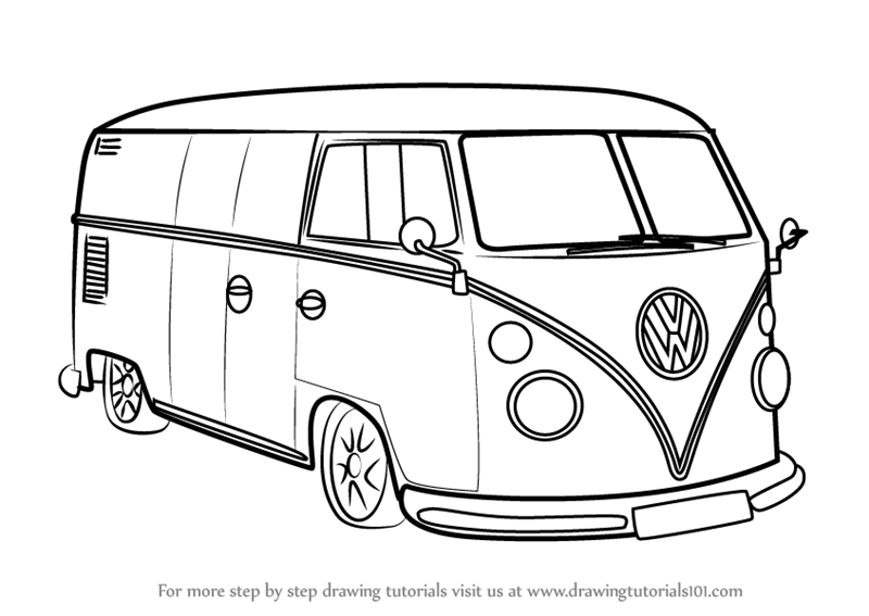 800x567 Learn How To Draw Volkswagen Van - Vw Bus Drawing