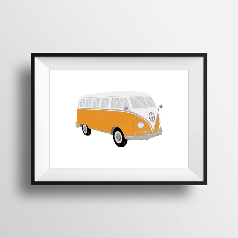 794x794 Volkswagen Bus Wall Art Vw Bus Drawing Digital Download Etsy - Vw Bus Drawing