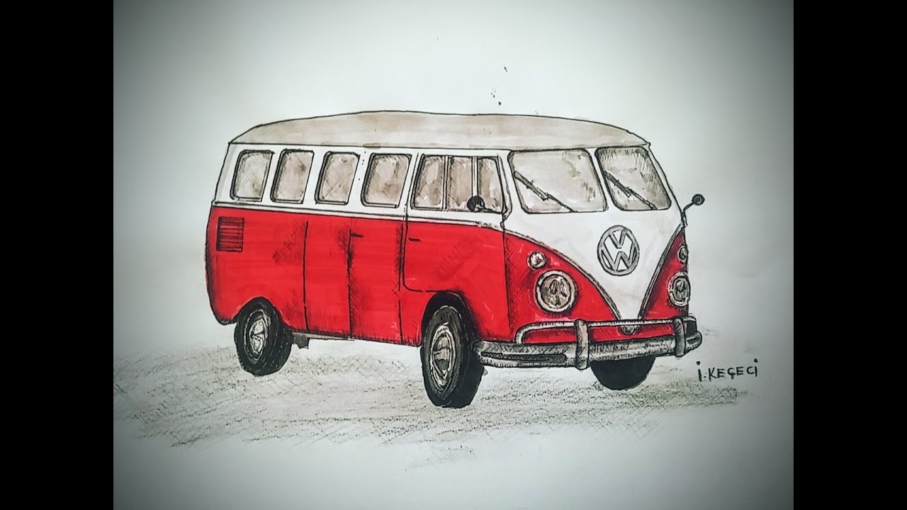 Volkswagen Classic Van - Vw Bus Drawing. 