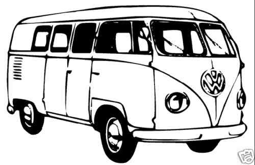 500x325 Volkswagen Line Drawing Vw Bus Drawing Rubber Stamp Um Surf - Vw Bus Drawing