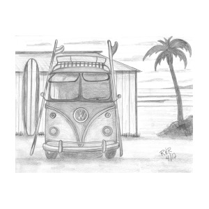 300x300 Vw Surfing Bus Drawing - Vw Bus Drawing