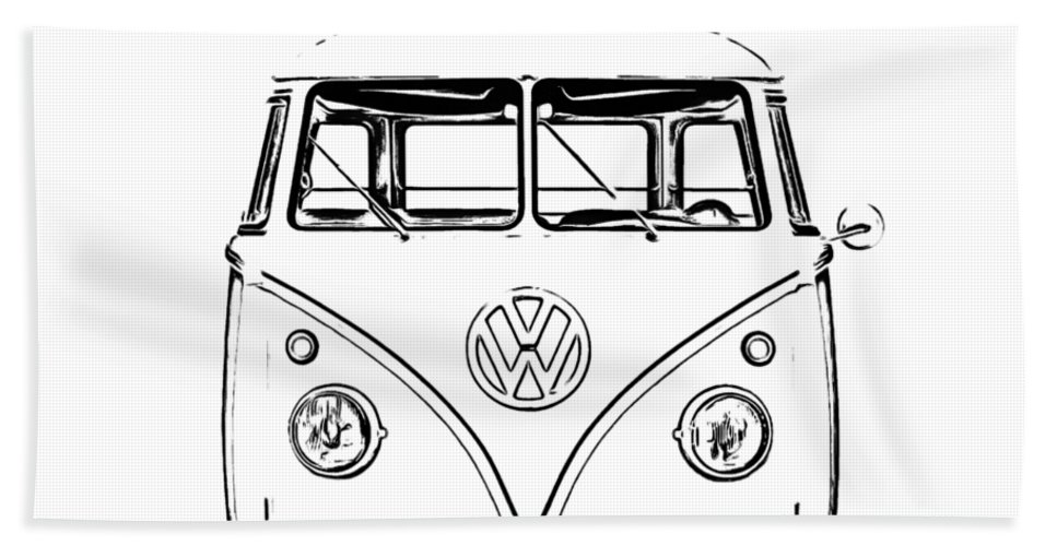 967x500 Bus Beach Towel For Sale - Vw Bus Line Drawing