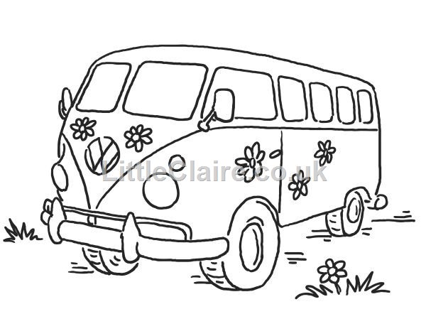 600x435 Camper Clipart Vw Bus - Vw Bus Line Drawing