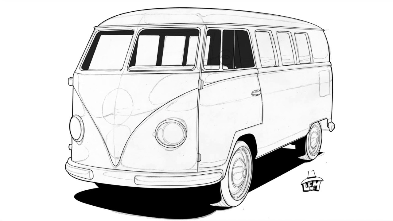 Vw Bus Line Drawing at PaintingValley.com | Explore collection of Vw ...