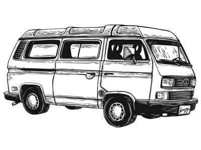 400x300 Vw Van - Vw Bus Line Drawing