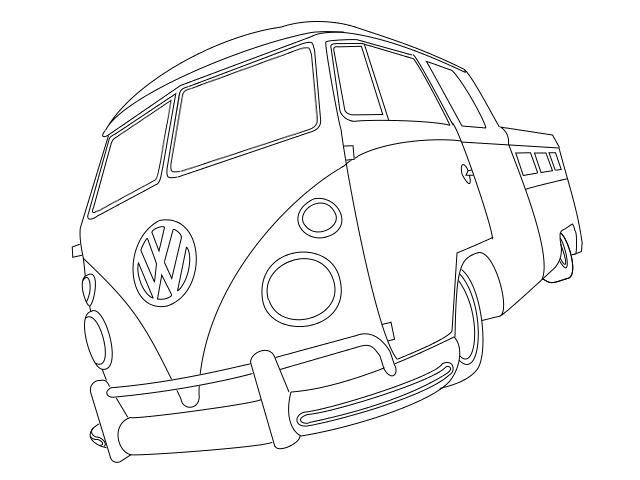 640x480 Volkswagen Bus Line Drawing Sketch Coloring Page - Vw Bus Line Drawing