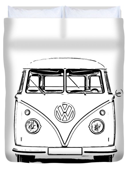 454x600 Vw Kombi Duvet Covers Fine Art America - Vw Bus Line Drawing