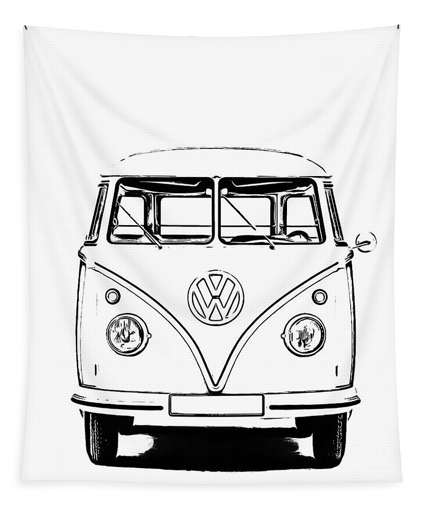 851x1000 Vw Kombi Wall Tapestries Fine Art America - Vw Bus Line Drawing