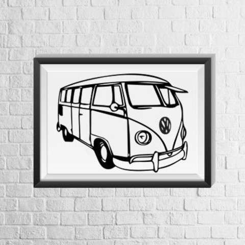 480x480 Printer Models Vw Bus Cults - Vw Bus Line Drawing