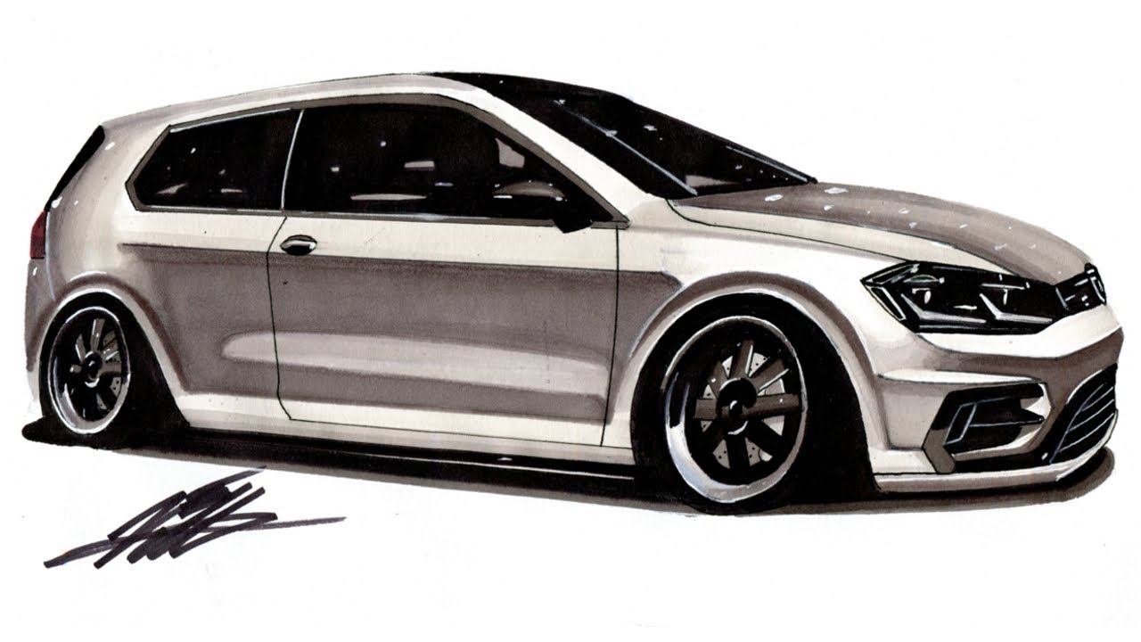 1280x720 Realistic Car Drawing - Vw Drawing