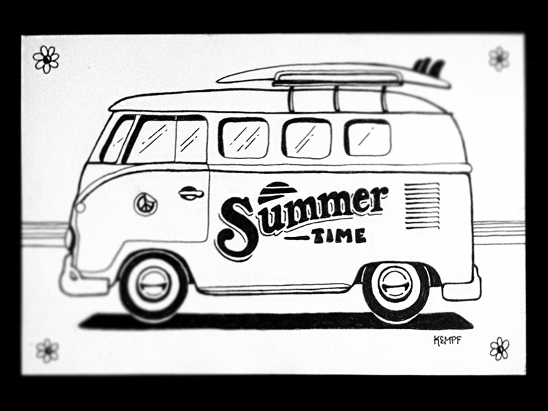 800x600 Bus Drawing Bus Volkswagen For Free Download - Vw Drawing
