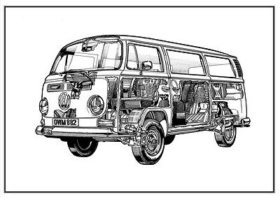 400x282 vw camper van volkswagen bus poster camper van drawing free - Vw Van Drawing