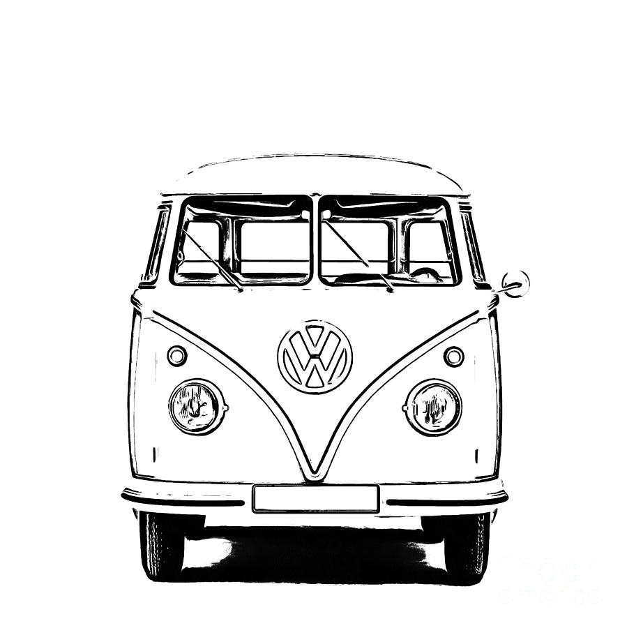 899x900 surf drawing bus volkswagen for free download - Vw Van Drawing