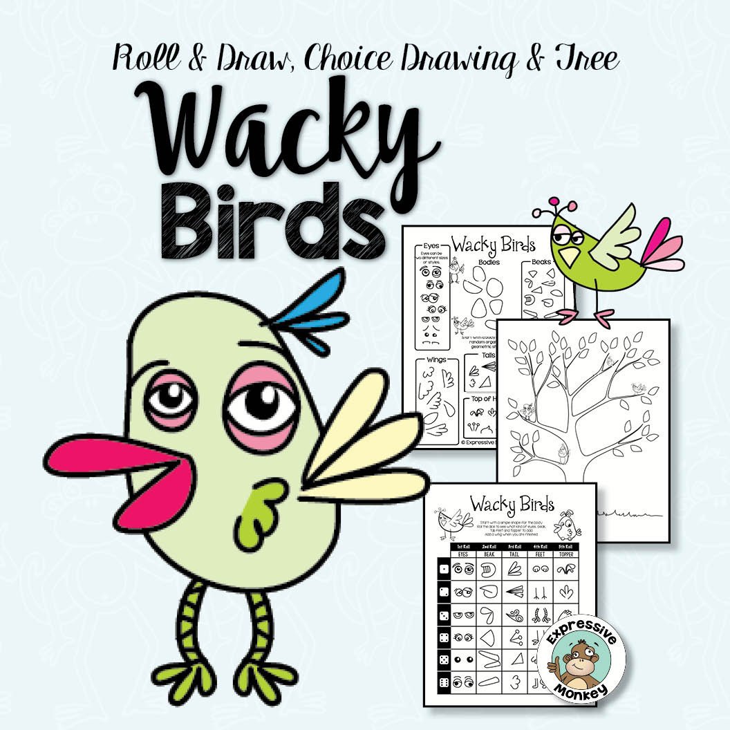 1056x1056 wacky birds expressive monkey - Wacky Drawings