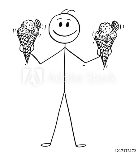 446x500 cartoon stick drawing conceptual illustration of smiling man - Wafer Drawing