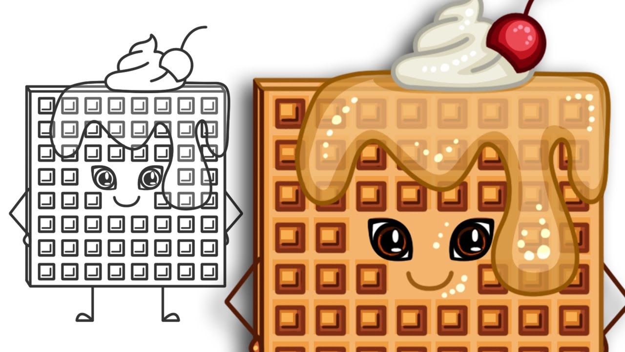 1280x720 how to draw a waffle cute and easy step - Waffle Drawing