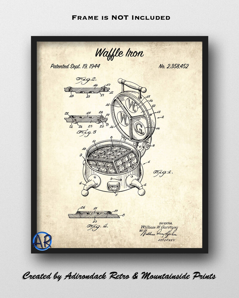 800x1000 waffle iron patent art print - Waffle Drawing