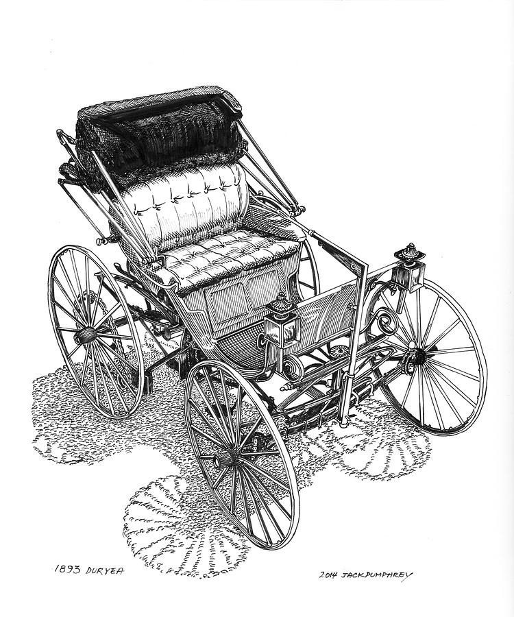 750x900 Duryea Motor Wagon Drawing - Wagon Drawing