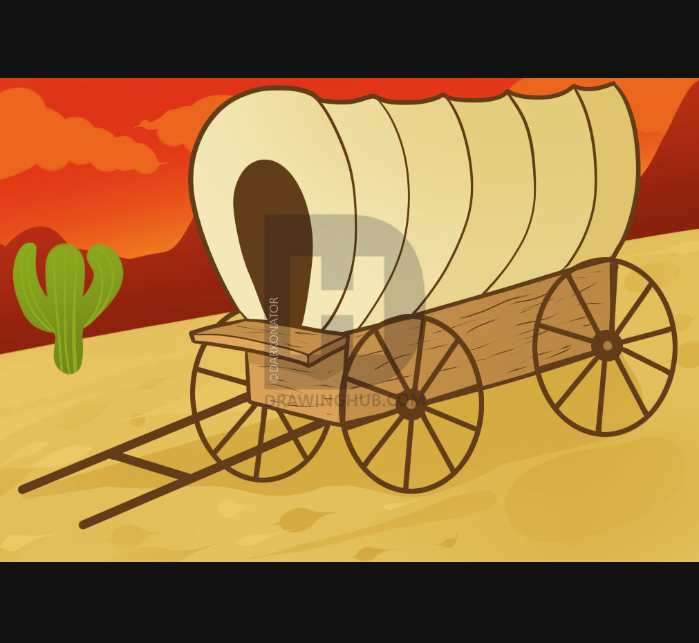 1011x930 How To Draw A Wagon, Step - Wagon Drawing