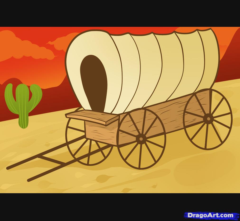 1011x930 How To Draw A Wagon, Step - Wagon Train Drawing