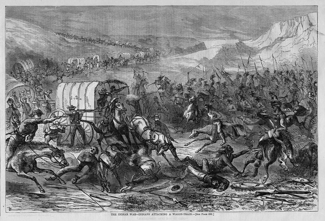 1236x842 indian war horses guns indians spear attacking wagon train cavalry - Wagon Train Drawing