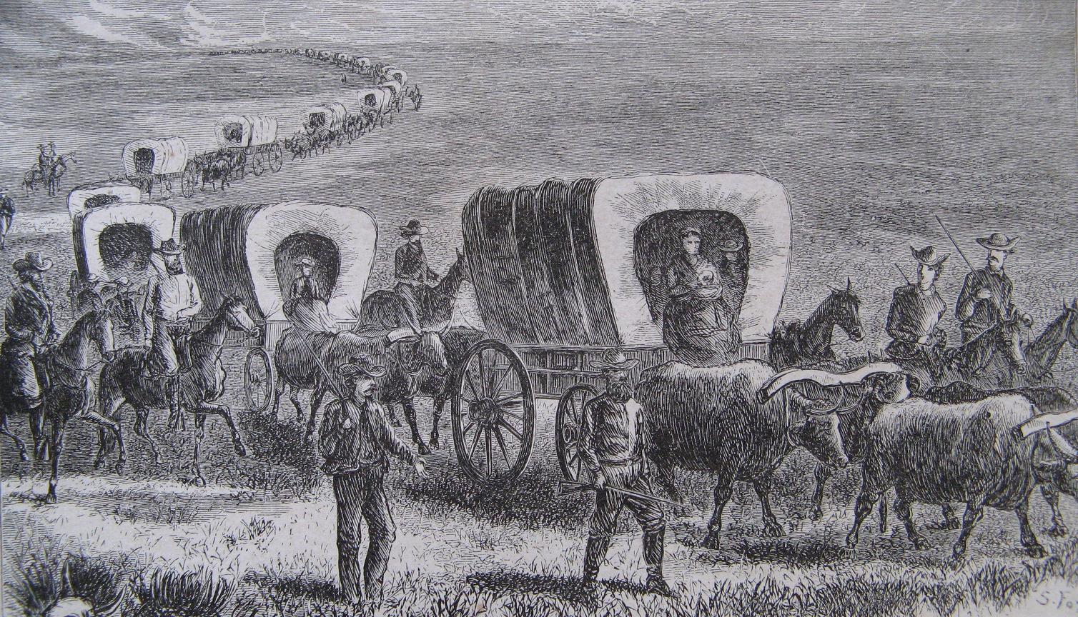 1508x864 the pioneers destiny w - Wagon Train Drawing