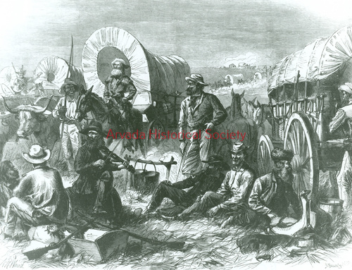 500x383 wagon train drawing, ralston party may have looked like this - Wagon Train Drawing