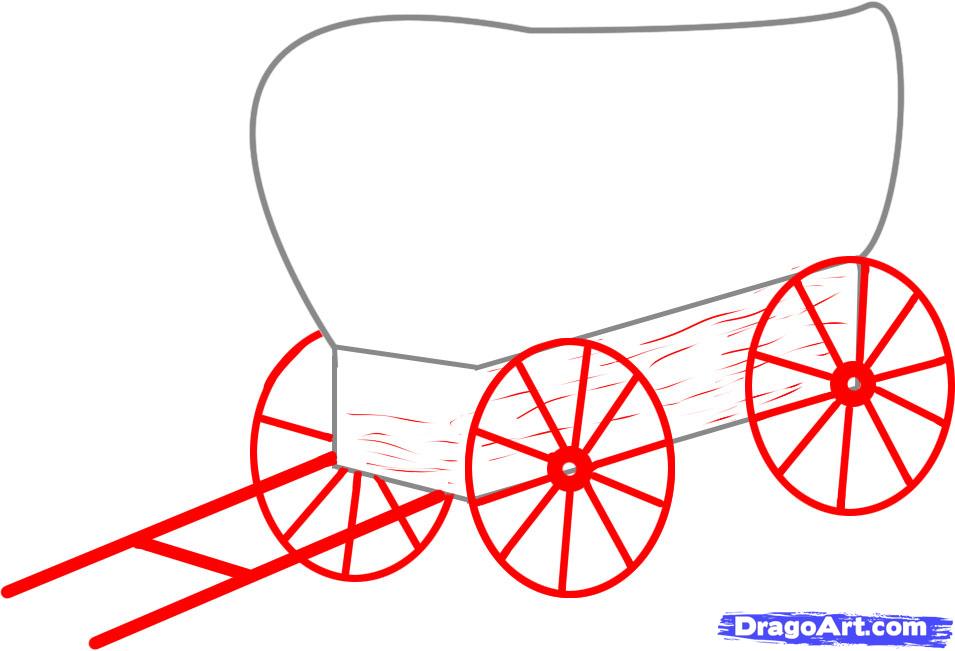955x651 how to draw a wagon, step - Wagon Wheel Drawing