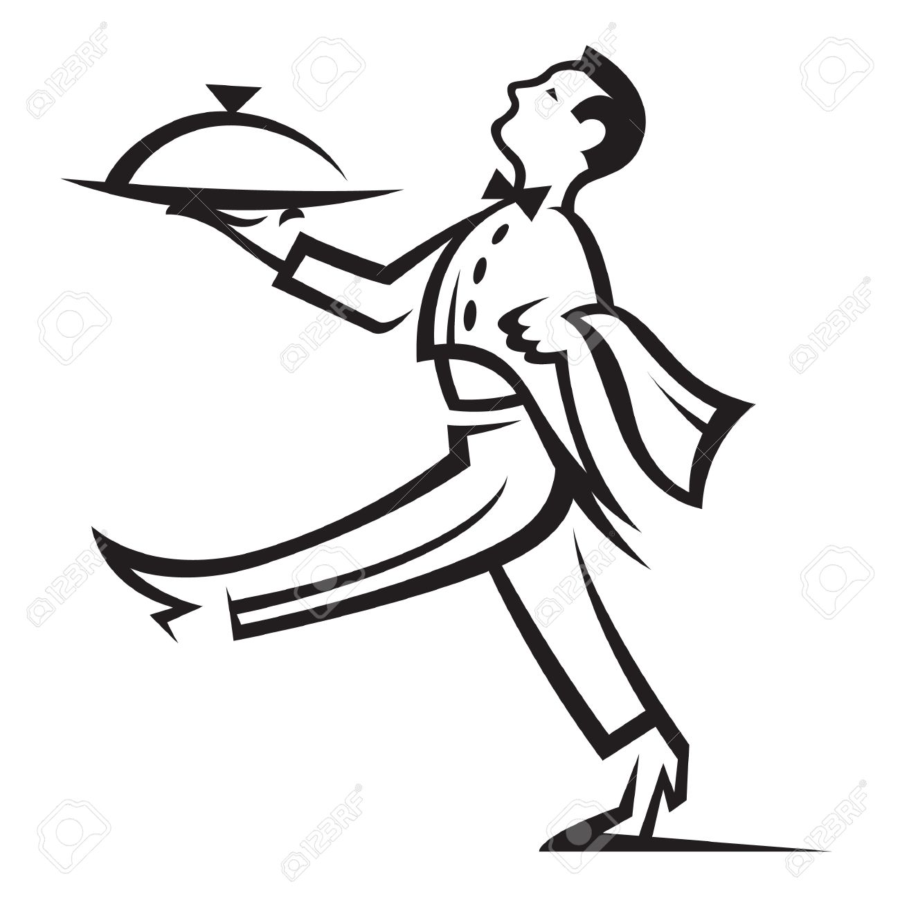 1300x1300 dinner plate clipart waiter - Waiter Drawing