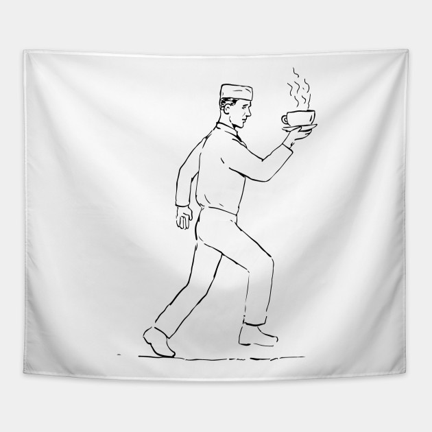 630x630 retro waiter running serving coffee drawing - Waiter Drawing