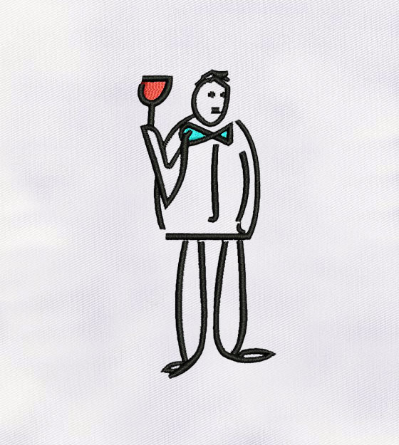 560x625 waiter drawing art machine embroidery design embmall - Waiter Drawing
