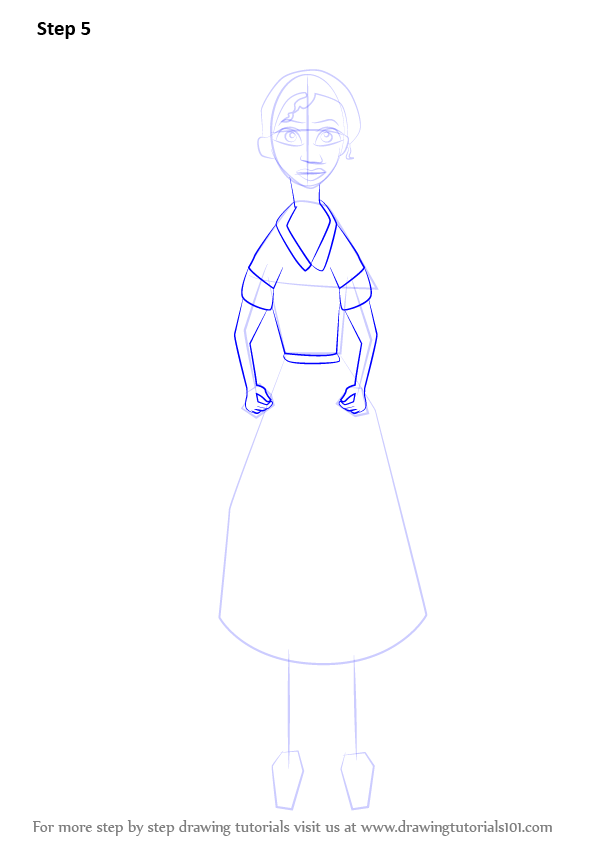 596x842 Learn How To Draw Waitress Tiana From The Princess And The Frog - Waitress Drawing