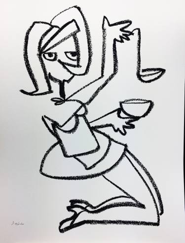 375x494 waitress lean drawing - Waitress Drawing