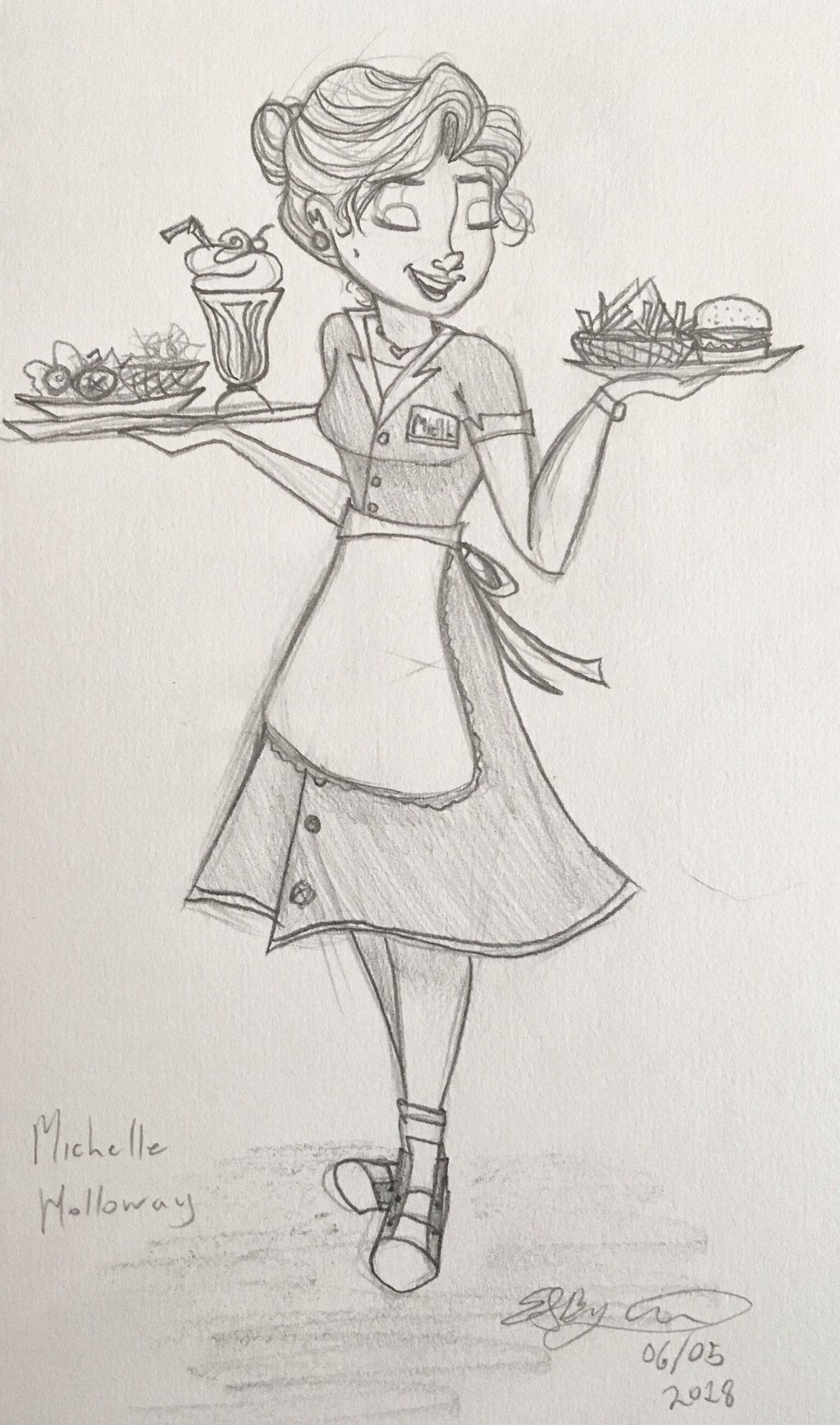 1024x1737 Waitress Sketch - Waitress Drawing