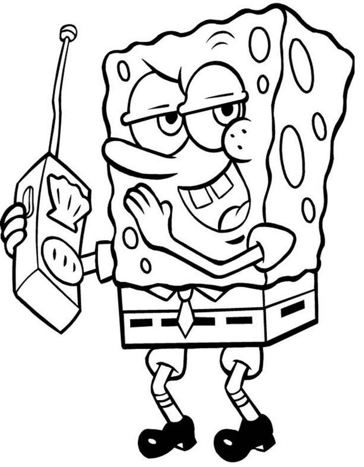 733x941 walkie talkie radio sponge bob square pants printable coloring - Walkie Talkie Drawing