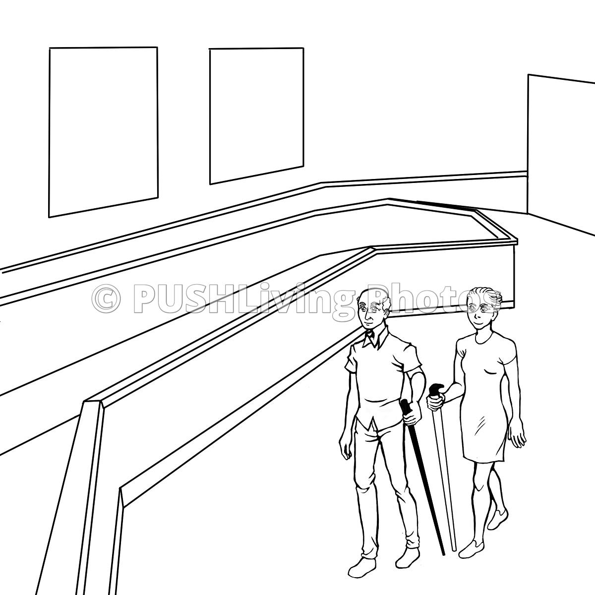 1200x1200 Pushliving Disability Stock Images Illustration Of Couple - Walking Cane Drawing