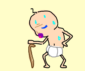 300x250 a baby with a walking cane drawing - Walking Cane Drawing